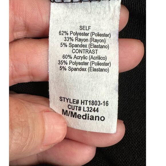 Le Lis black gray front chevron knit long sleeves sweater size M - Picture 4 of 11